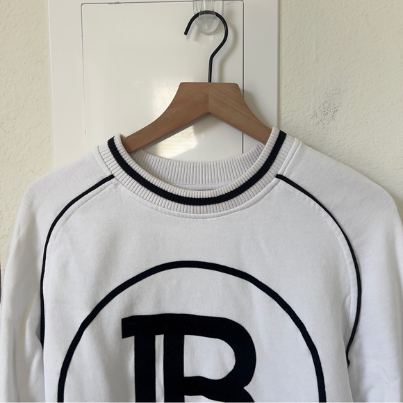 BALMAIN Men’s Cotton and Velvet Logo Sweatshirt in White and Black - Picture 3 of 11